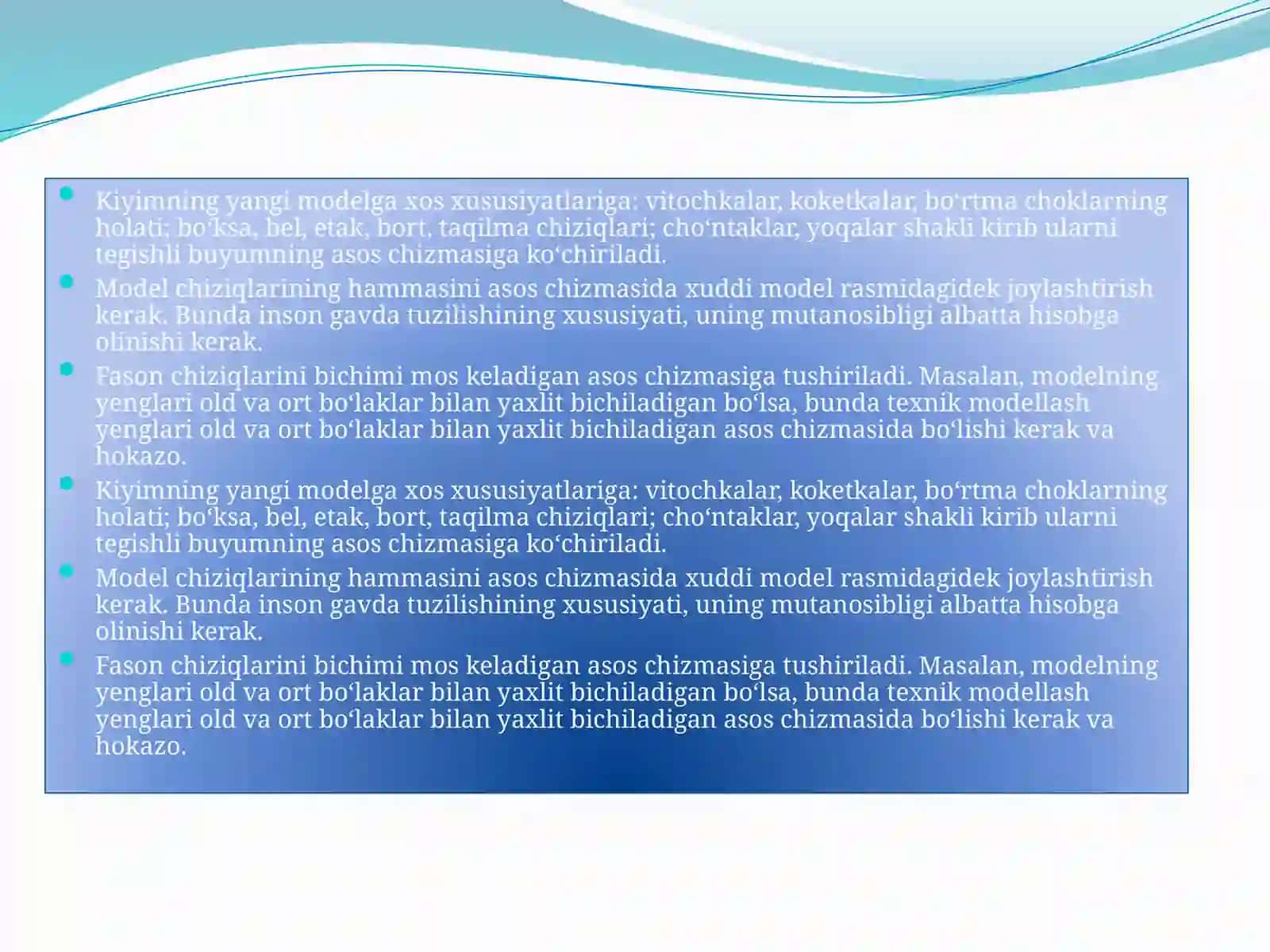 KIYIM YANGI MODELINI LOYIHALASH VA BADIIY-TEXNIK LOYIHALASH ASOSLARI 4