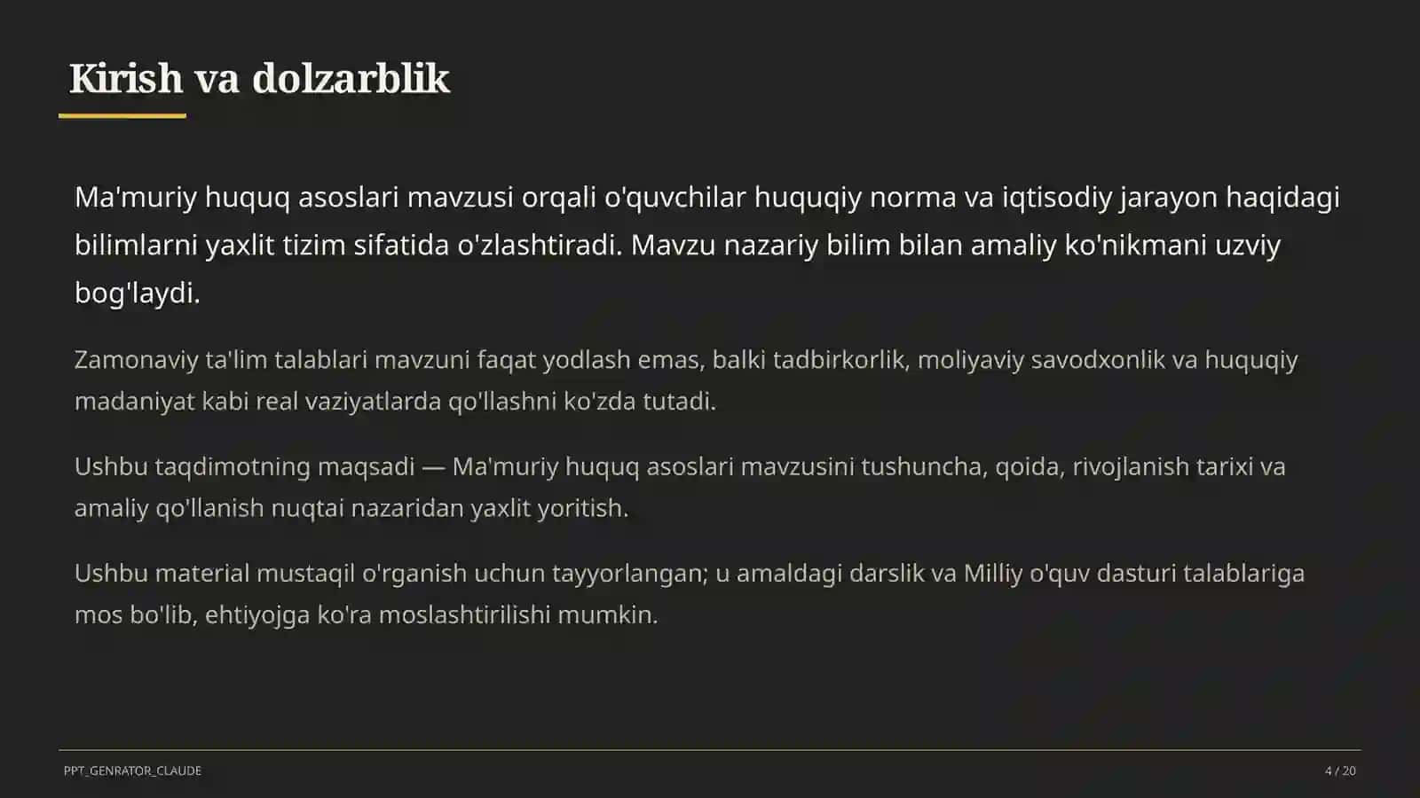 Ma'muriy huquq asoslari (10-sinf) 4