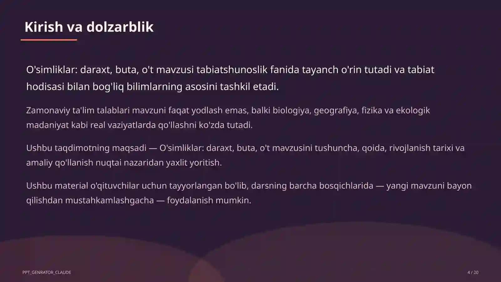 O'simliklar: daraxt, buta, o't (1-sinf) 4
