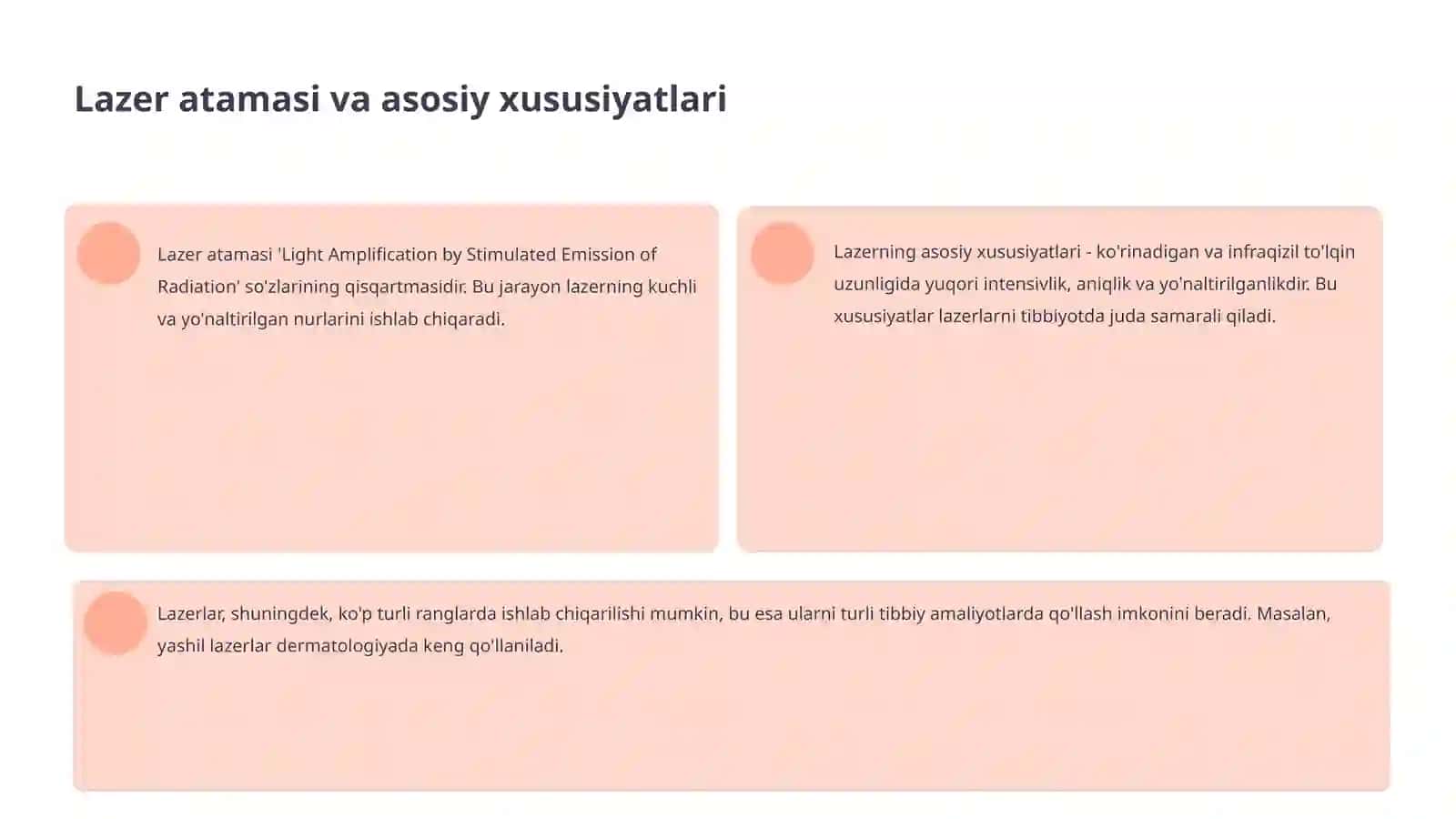 Lazerlar va ulardan tibbiyotda foydalanish 4
