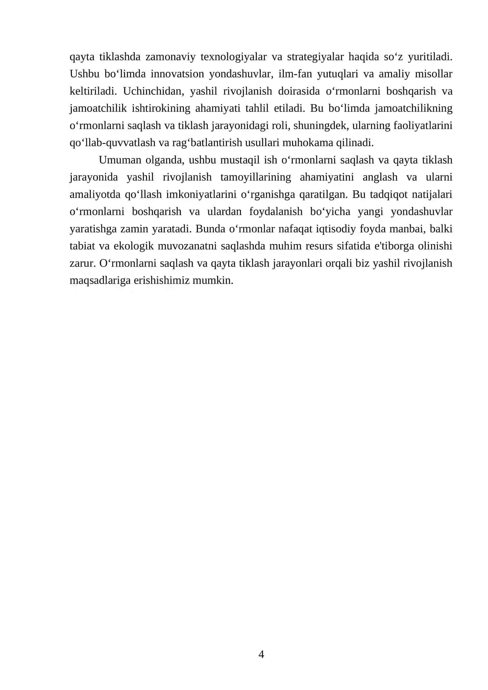 Yashil rivojlanish roli 4