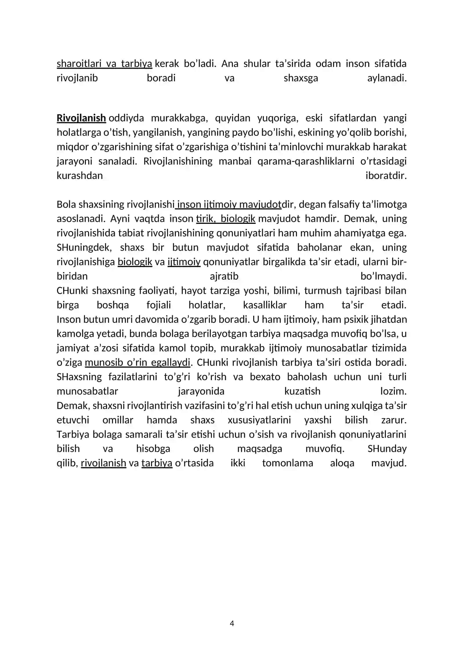 SHAXSNING EVOLYUTSION RIVOJLANISHI, TARBIYASI VA IJTIMOIYLASHUVI 4