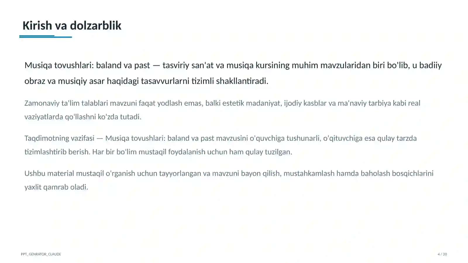 Musiqa tovushlari: baland va past (1-sinf) 4