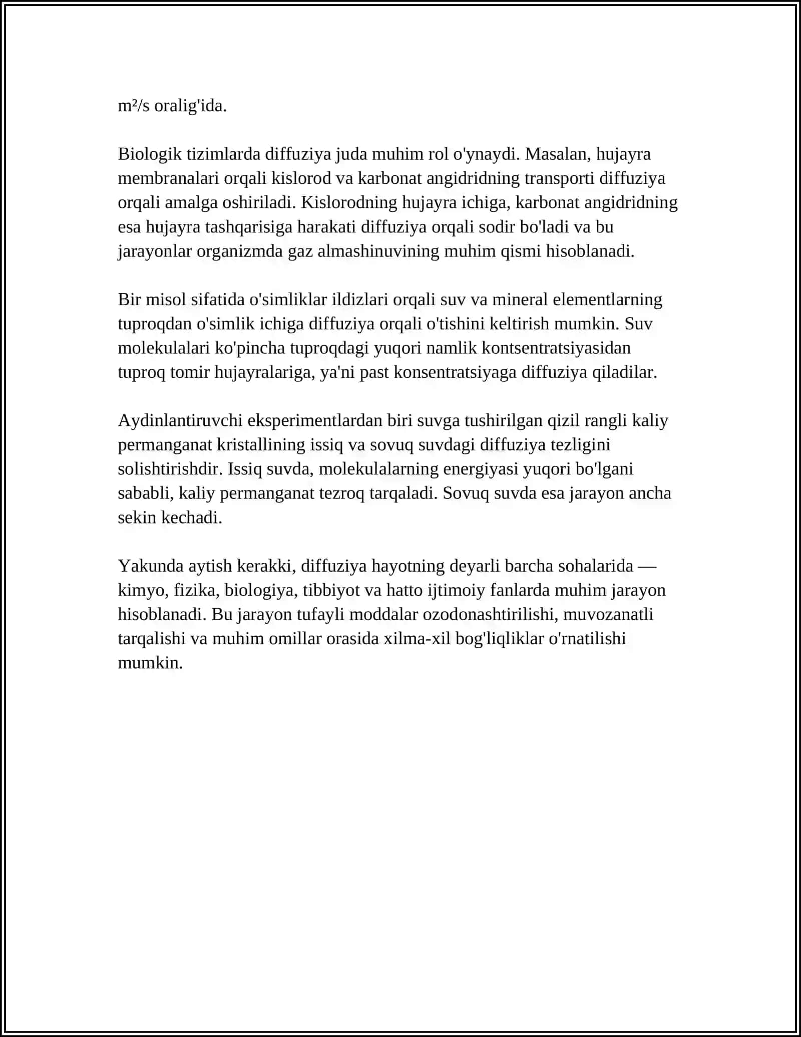 DIFFUZIYA VA OSMOS XODISA 4
