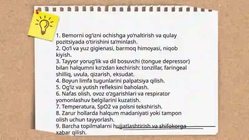 Halqum kasalliklarida hamshiraning vazifalari 4