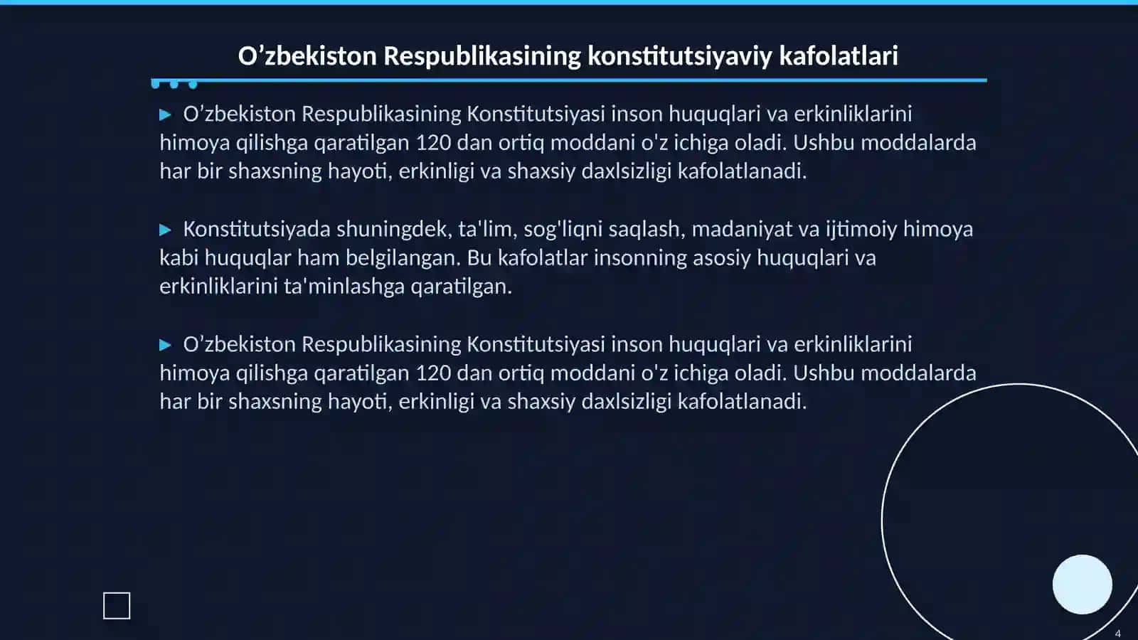 O’zbekistonda inson huquqlari va erkinlik kafolatini yaratish 4