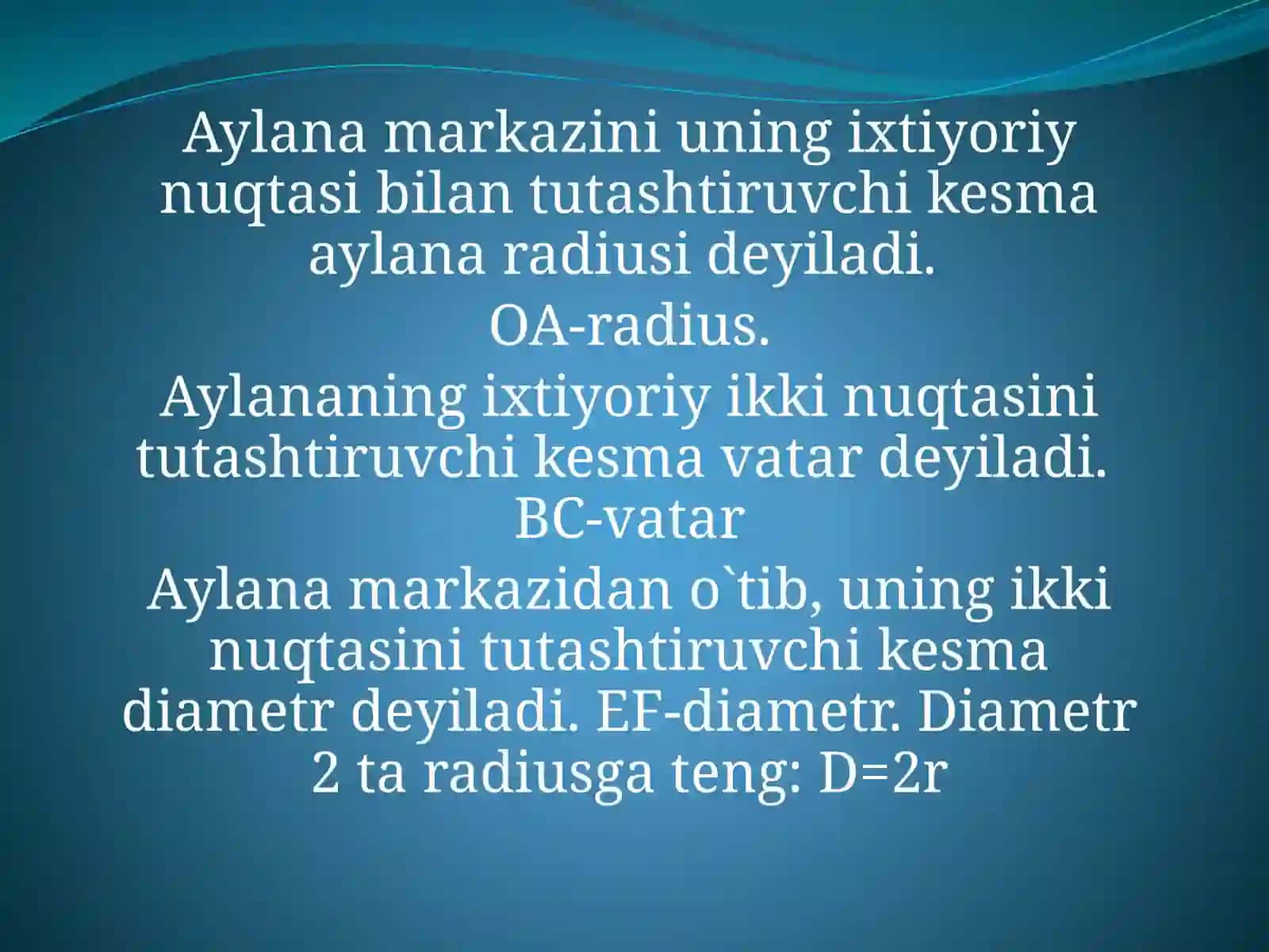 Aylana. Markaziy burchak 4