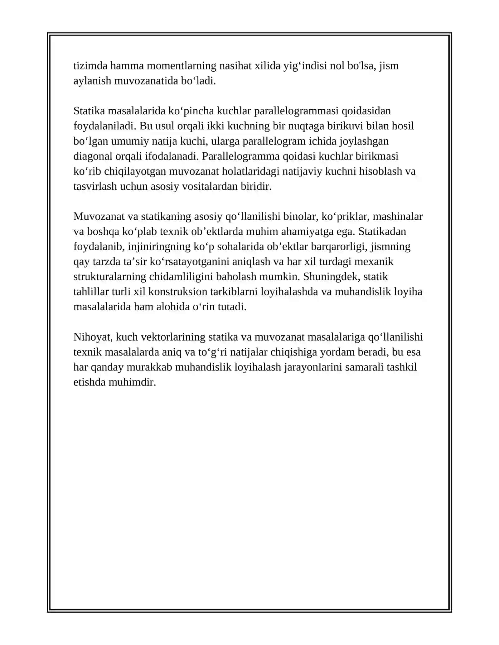 VEKTORLAR ALGEBRASINING TEXNIK MASALALARGA TADBIQI 4