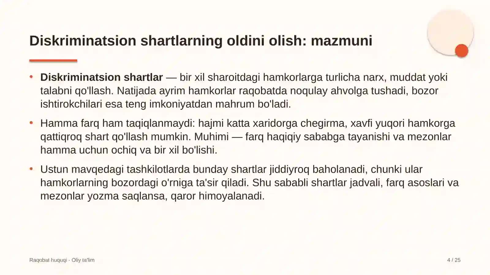 Kimyoviy tozalash korxonalarida diskriminatsion shartlarni qo'llashning oldini olish 4