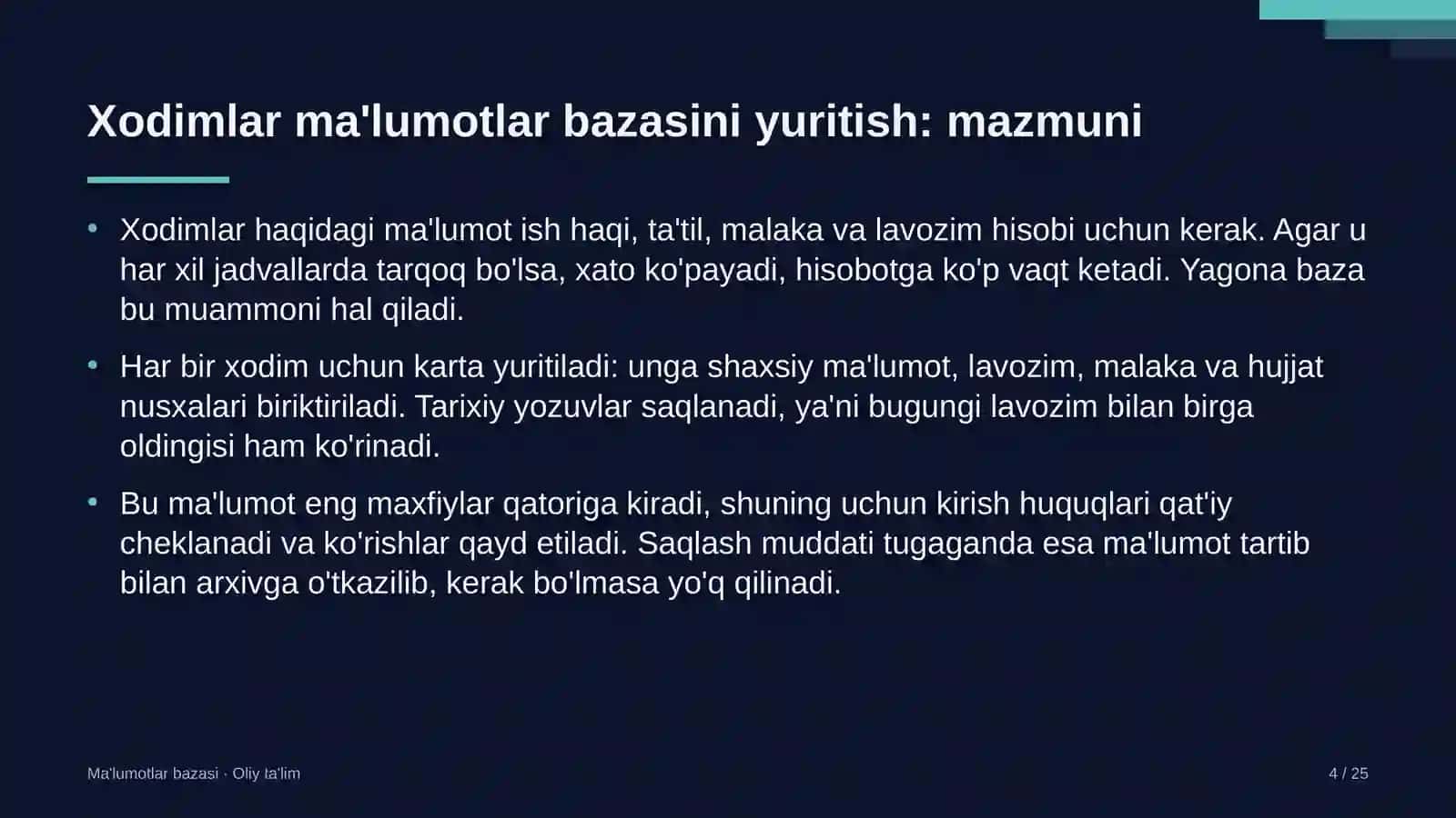 festival turizmida xodimlar ma'lumotlar bazasini yuritish 8347 4