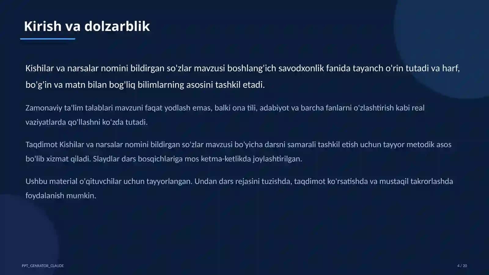 Kishilar va narsalar nomini bildirgan so'zlar (2-sinf) 4