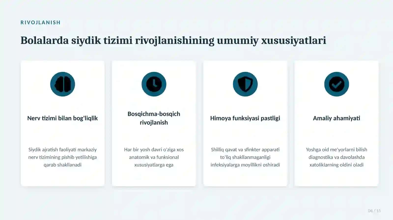 Bolalarda Siydik Yo‘llari, Siydik Pufagi va Siydik Chiqarish Kanalining Anatomo-Fiziologik Xususiyat 4