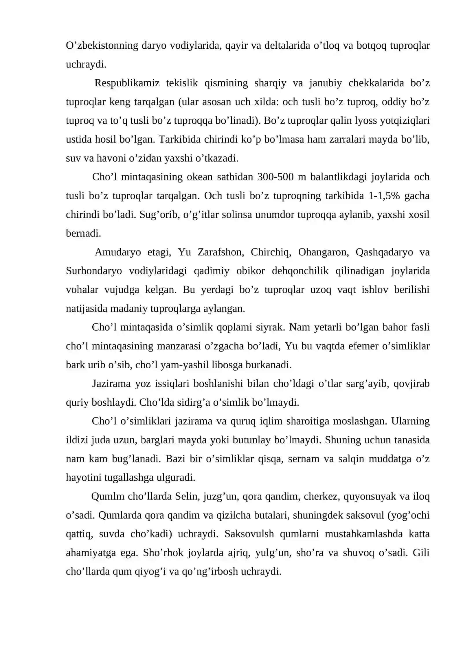 O’zbekistonning o’simlik va hayvonot dunyosi biologik xilma xilligini 4