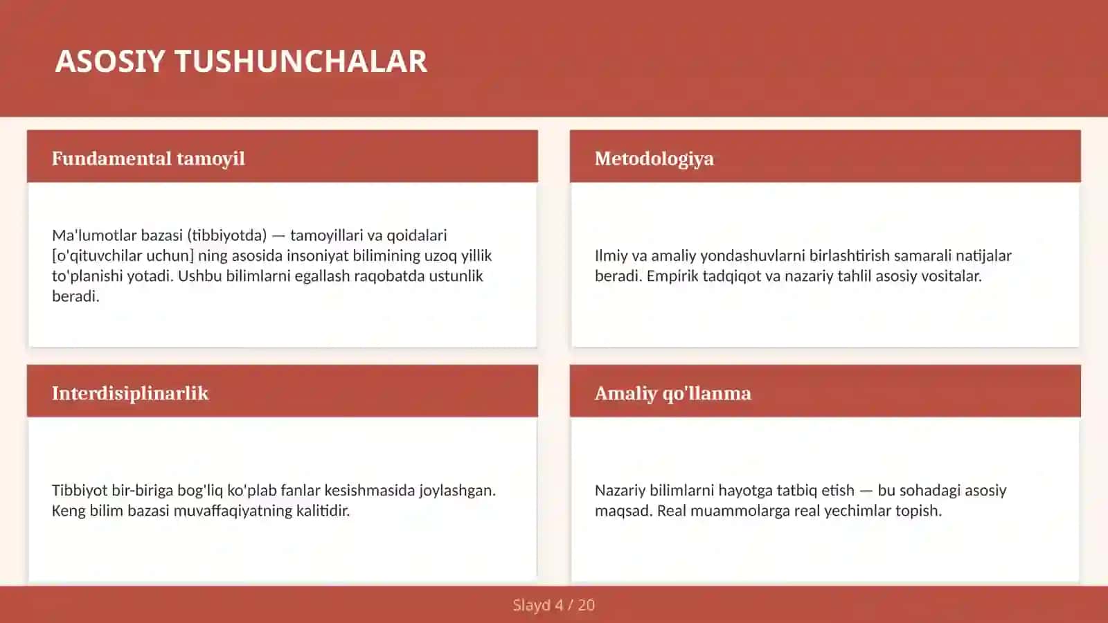 Ma'lumotlar bazasi (tibbiyotda) — tamoyillari va qoidalari [o'qituvchilar uchun] 4