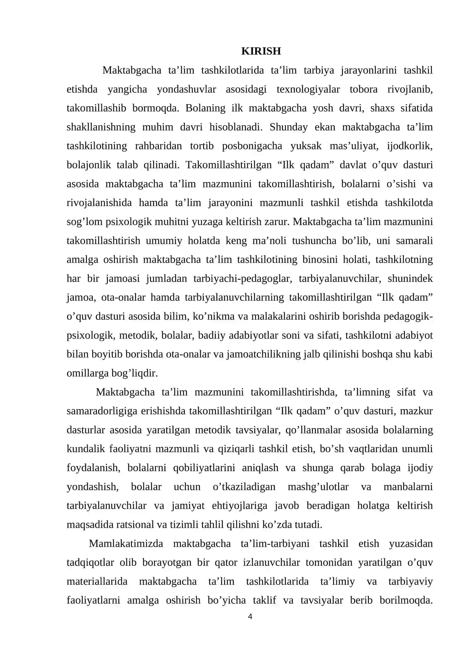 “Maktabgacha ta'lim va tarbiyaning asosiy tamoyillari” mavzusidagi Malaka ishi 4
