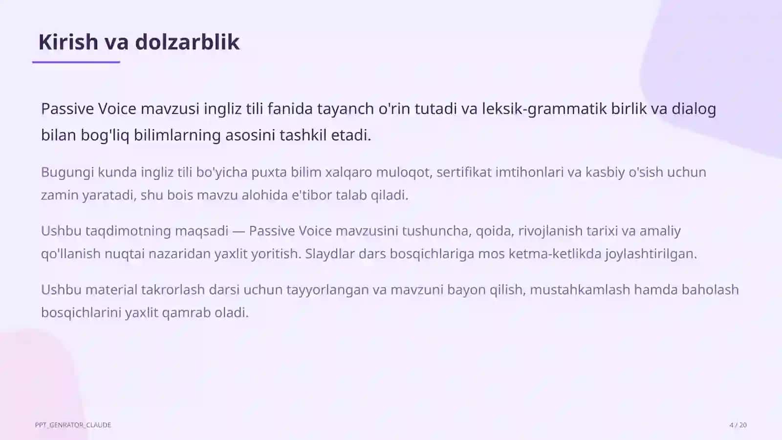 Passive Voice (9-sinf) 4