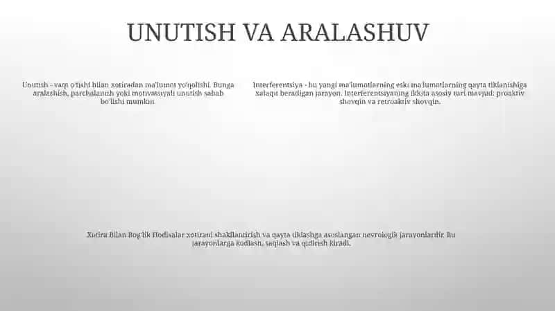 Xotira Bilan BogʻLik Hodisalar.Tafakkur Va Ong 4
