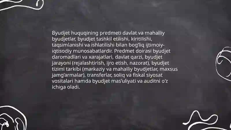 Byudjet huquqining tushunchasi, predmeti va manbalari 4