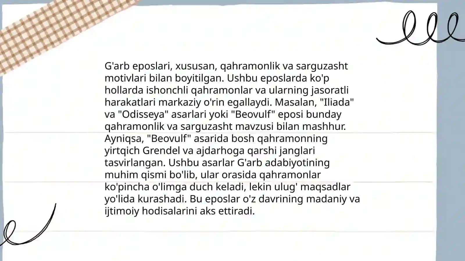 Sharq va G'arb dostonlari 4