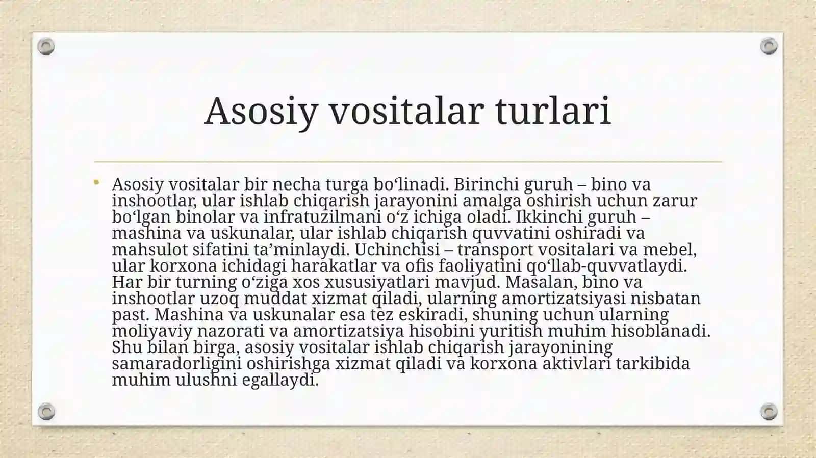 Asosiy vositalar tushunchasi va tur­lari 4