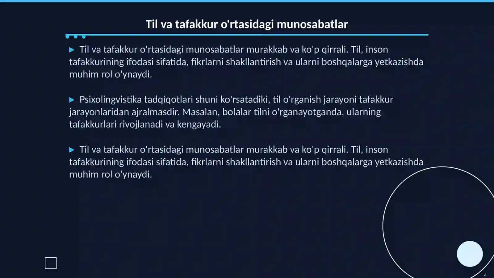 Psixolingvistika -til va tafakkur birligini yorituvchi soha sifatida 4