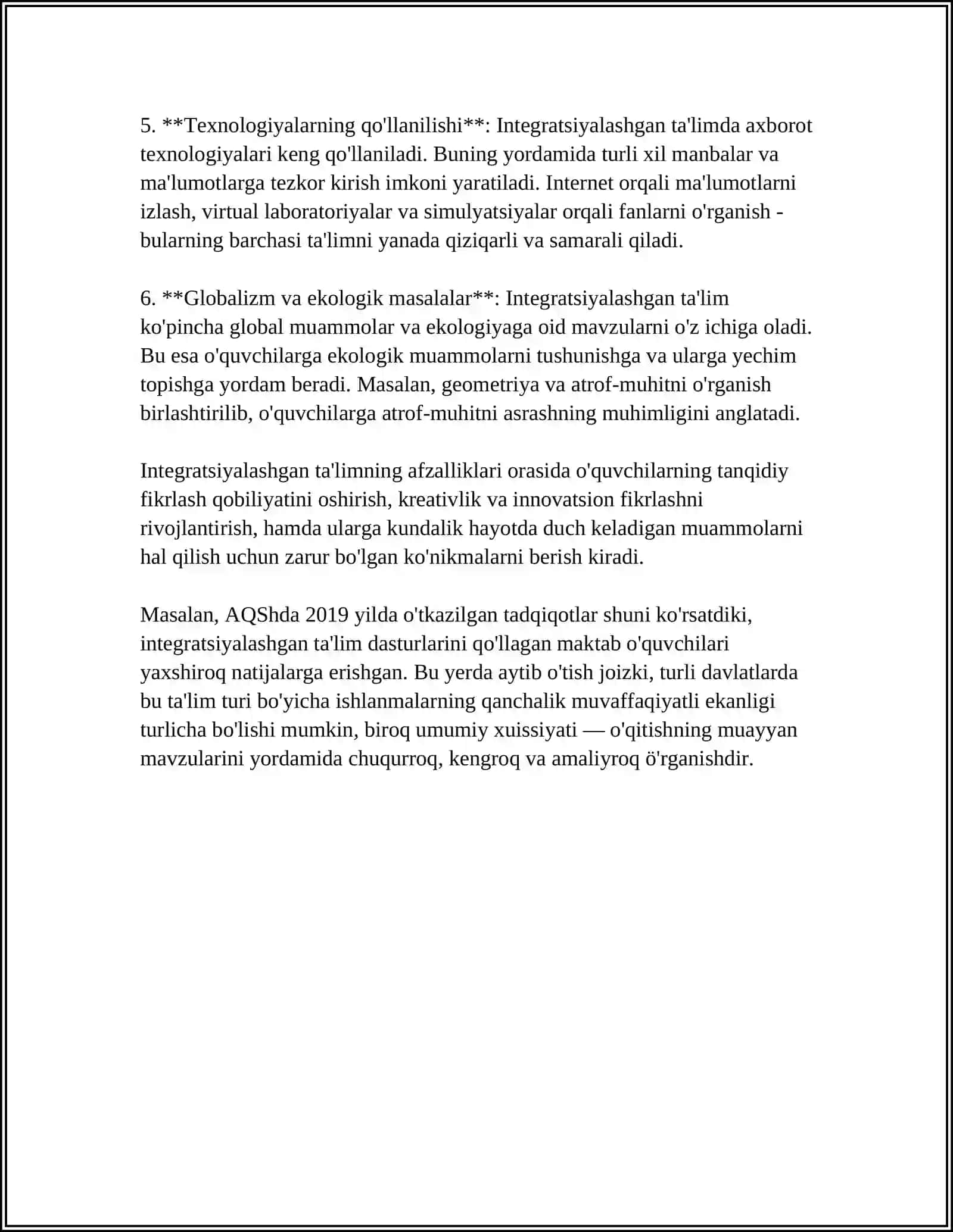 BOSHLANGʻICH SINFLARDA TABIIY FAN VA TEXNOLOGIYA FANLARDAN INTEGRATSIYALASHGAN DARSNI TASHKIL ETISH 4