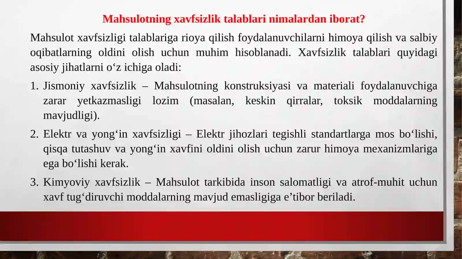 Mahsulotsifatiga qo'yiladigan talablar 4