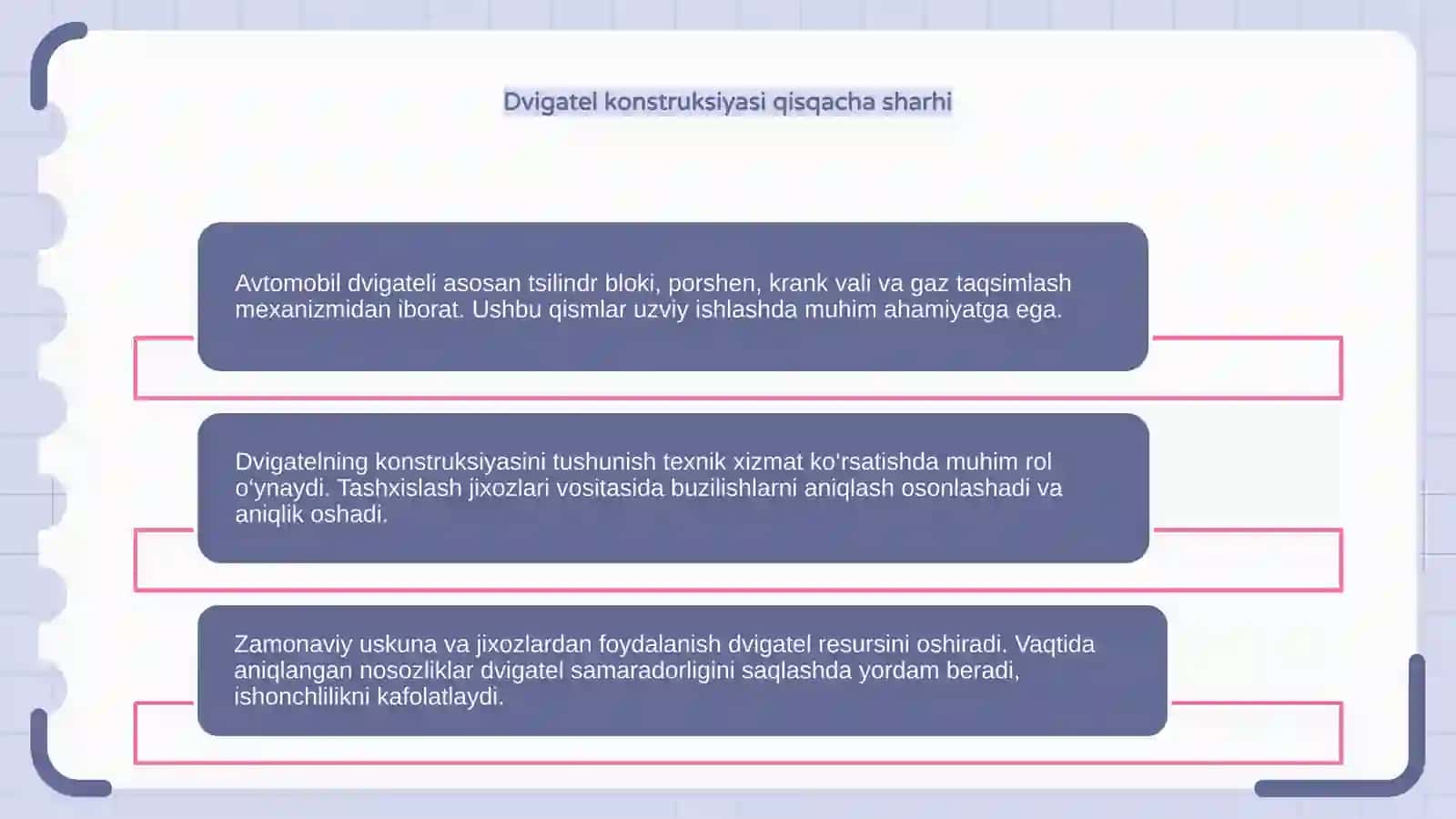 Avtomobil divigatel detallariga tashxis qo‘yish va jixozlarni qo‘llash bilan resurusni oshirish 4