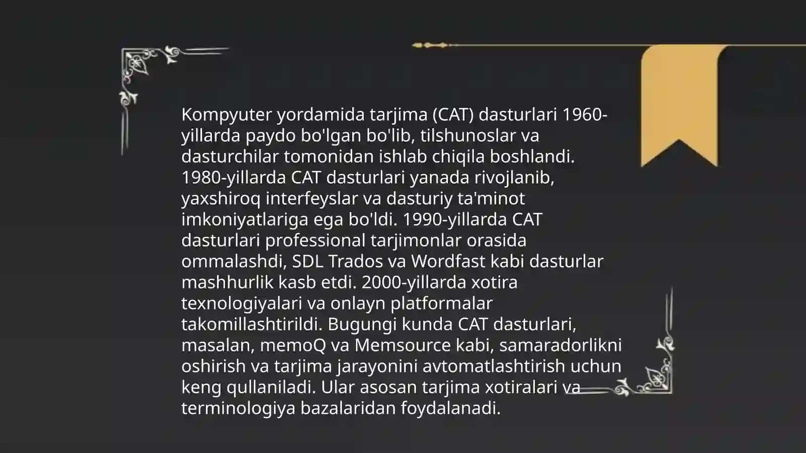 Avtomatlashtirilgan tarjima tizimlari (CAT dasturlar) 4