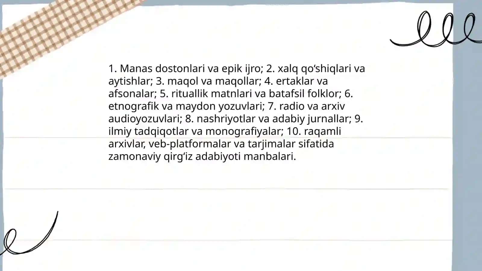 Bugungi qirg’iz adabiyoti manbalari haqida 4