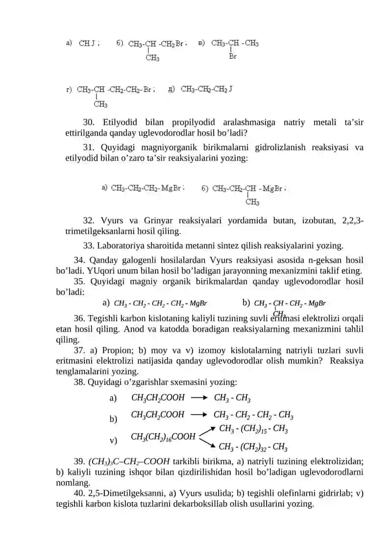 4-AMALIY MASHG’ULOT. ALKANLARNI ANIQLASH VA O‘RGANISH 4