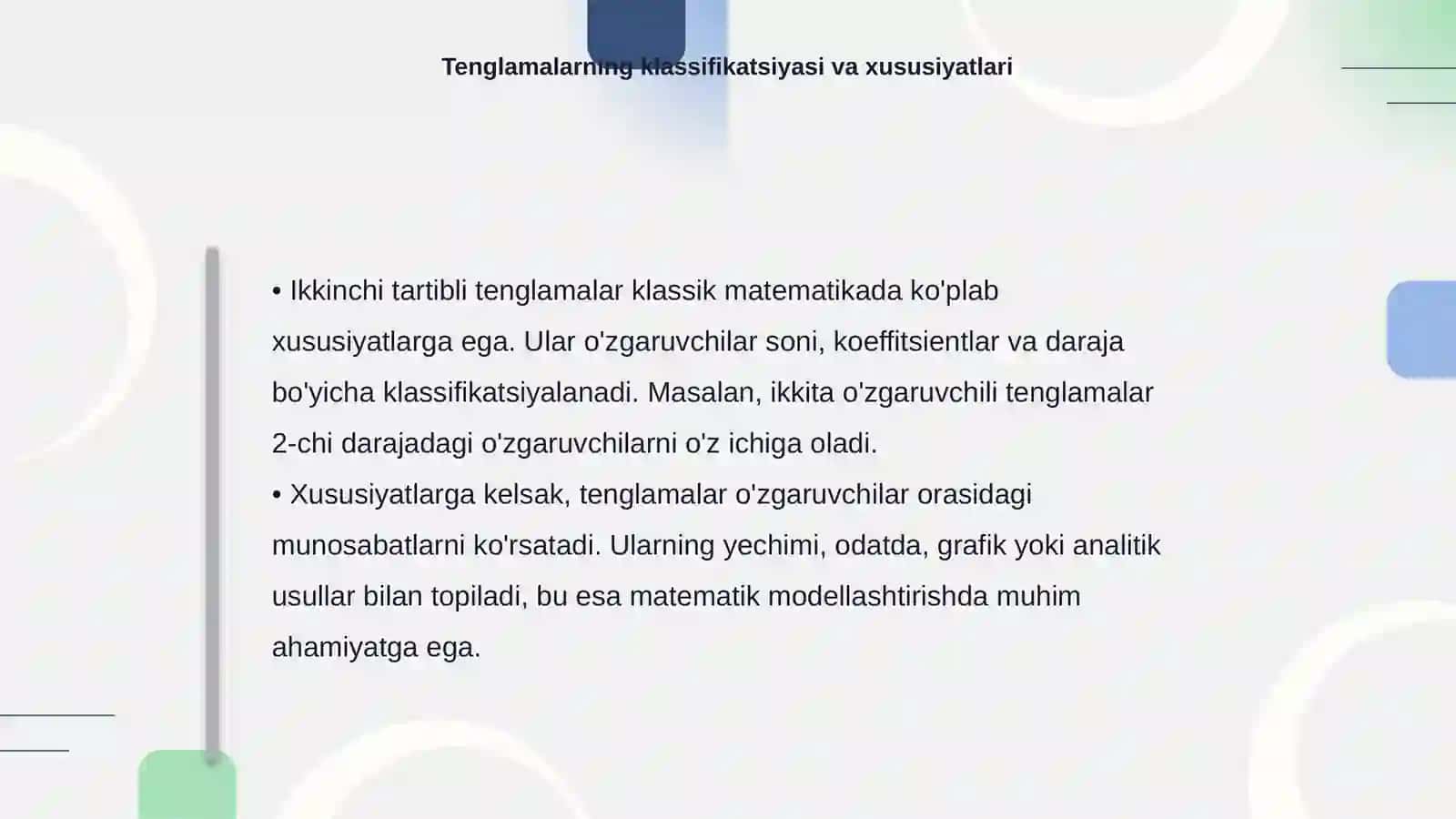 Ikkinchi tartibli kóp ózgaruvchili tenglamalarning tiplarini aniqlash 4