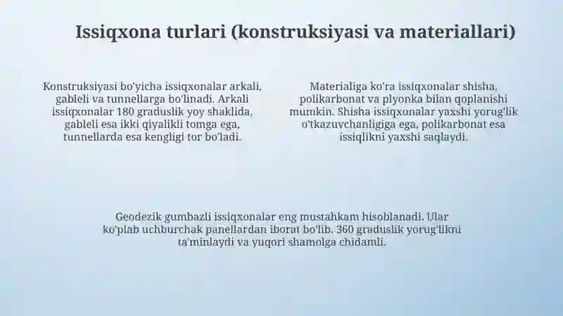 Issiqxonalar: Ta'rif va maqsad 4