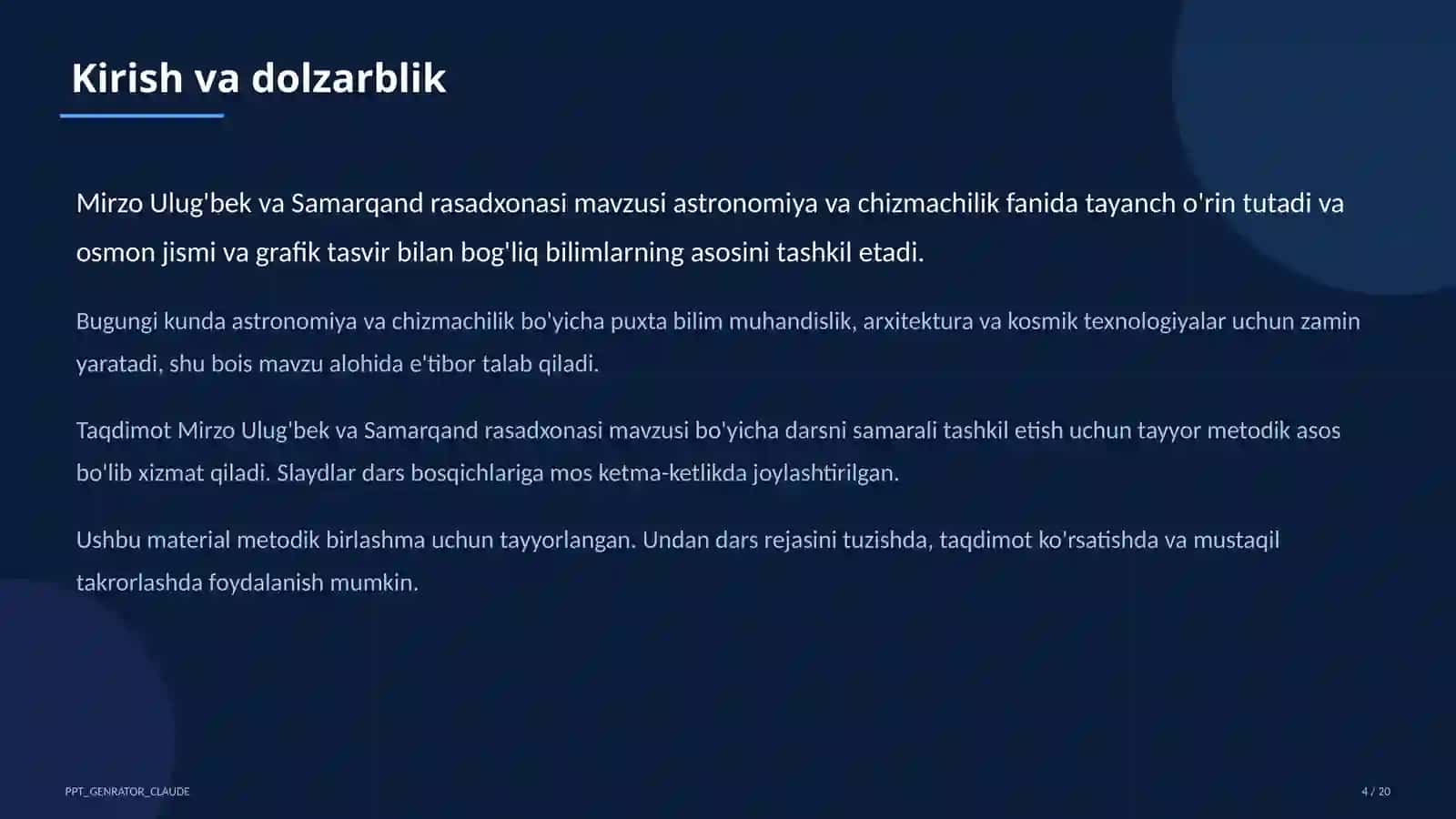 Mirzo Ulug'bek va Samarqand rasadxonasi (10-sinf) 4