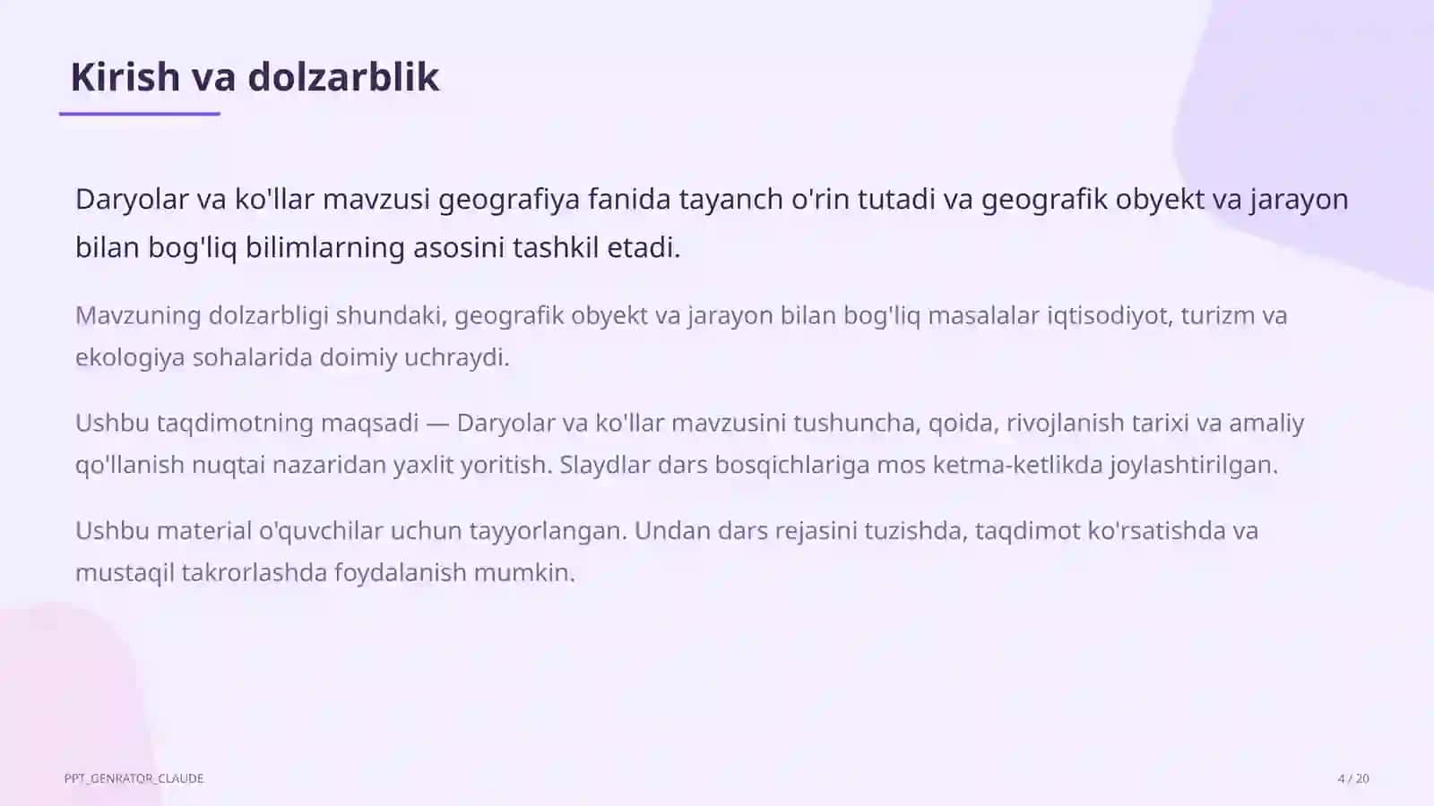 Daryolar va ko'llar (6-sinf) 4