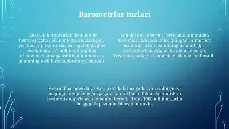 Atmosfera bosimi va oʻlchash asboblari 4