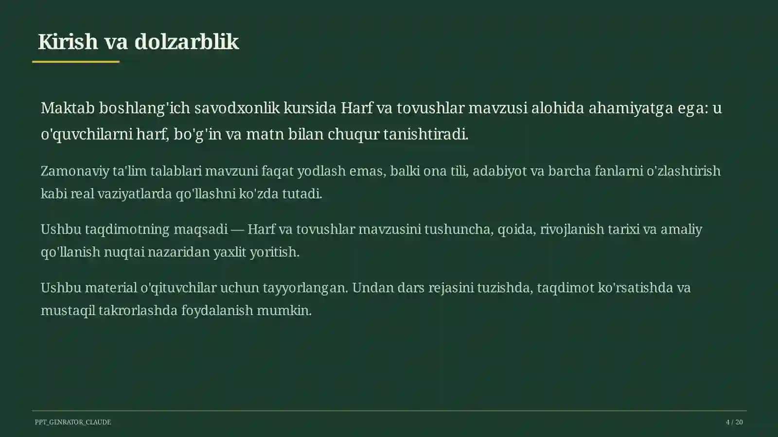 Harf va tovushlar (1-sinf) 4