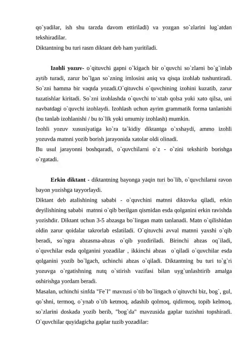 Ta'kidli va Izholi Diktant 4