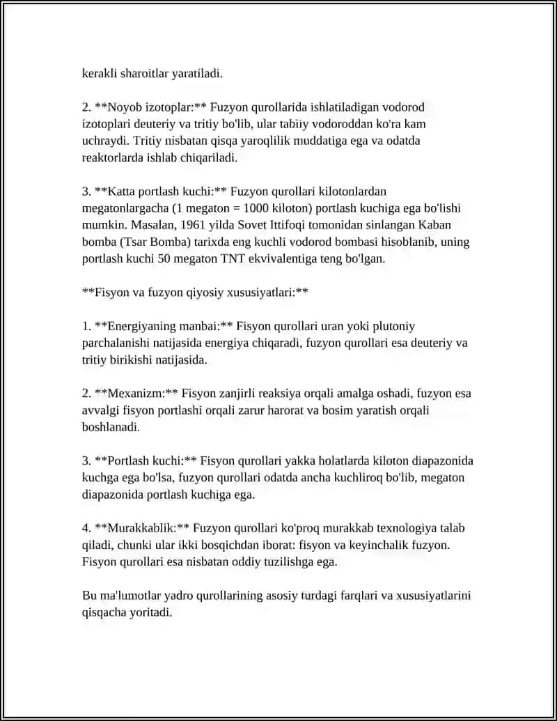 YADROVIY QUROLLAR TURI VA QOʻLLANISH USULLARI TO'G'RISIDA TUSHUNCHA 4