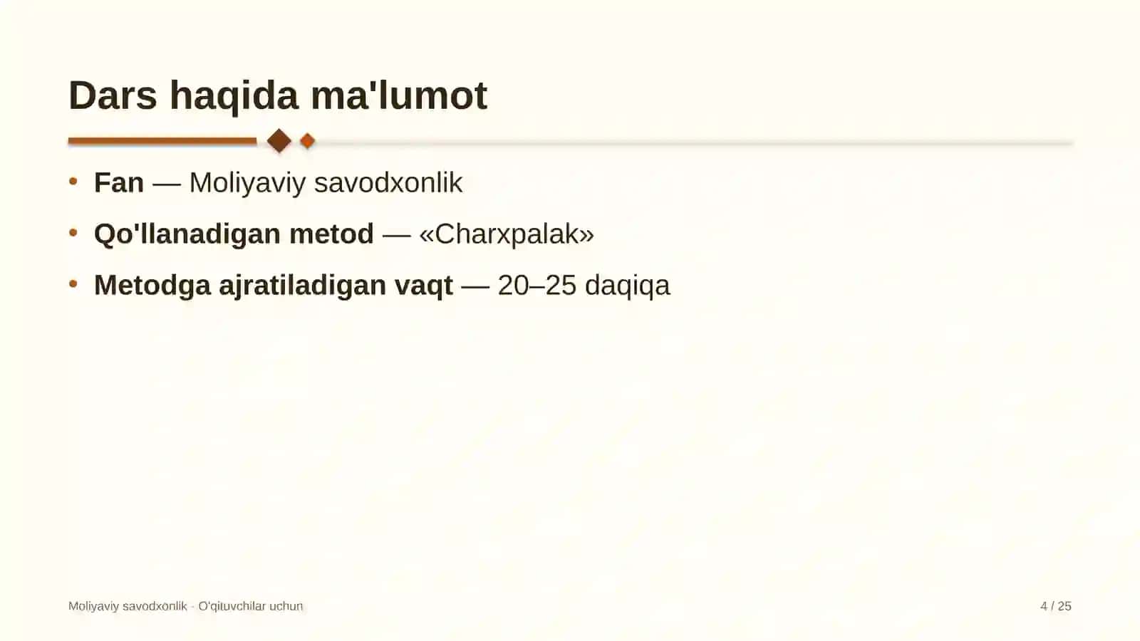 moliyaviy savodxonlik darslarida charxpalak metodidan foydalanish 7633 4