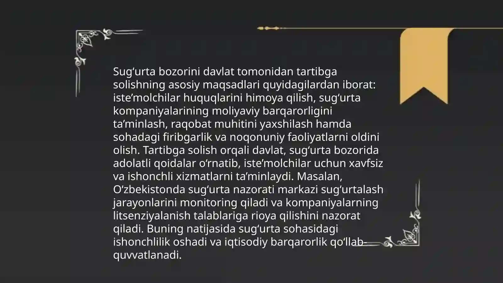 Sugʻurta bozorini davlat tomondan tartibga solish 4
