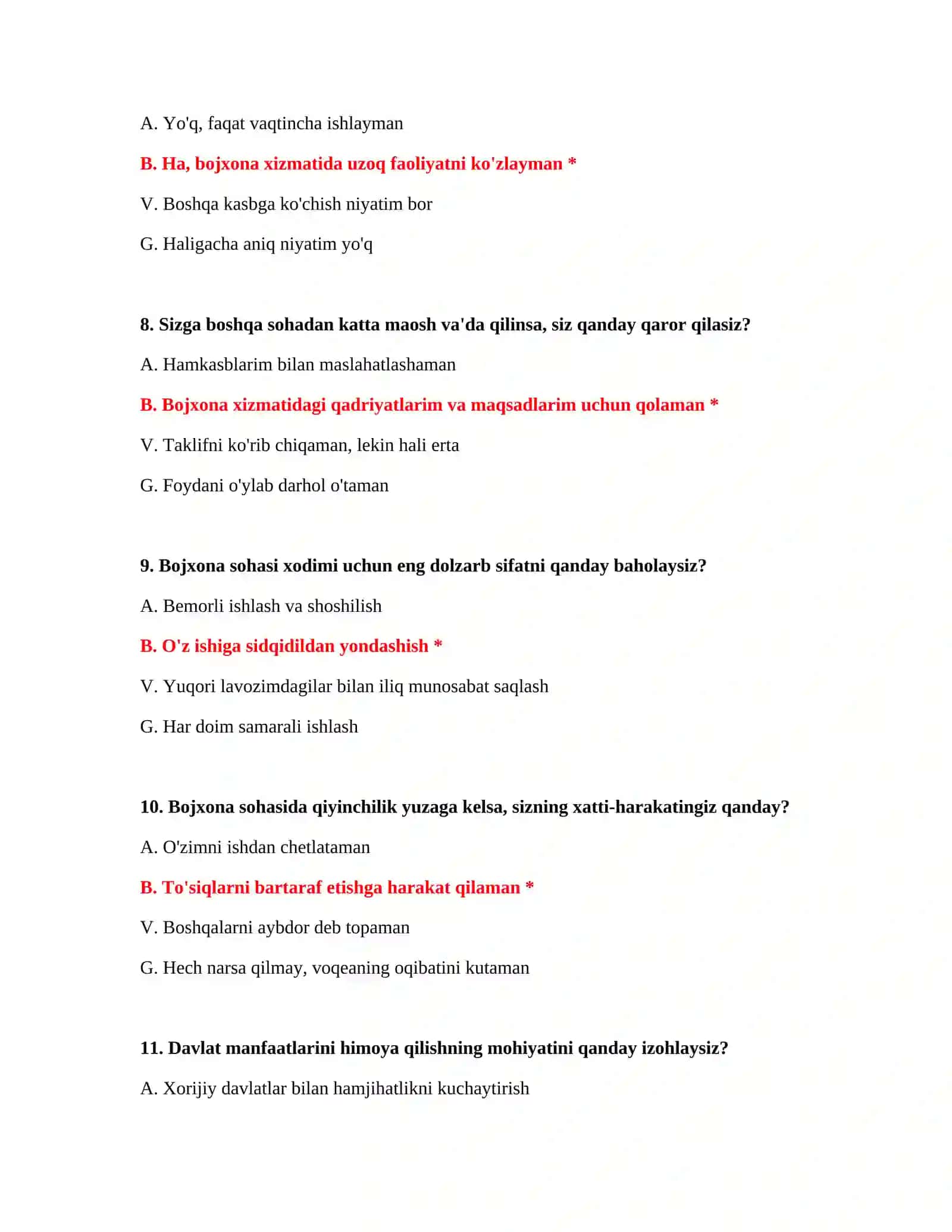 BOJXONA XIZMATI IMTIHONI - SUHBAT UCHUN PSIXOLOGIK SINOVLAR 4
