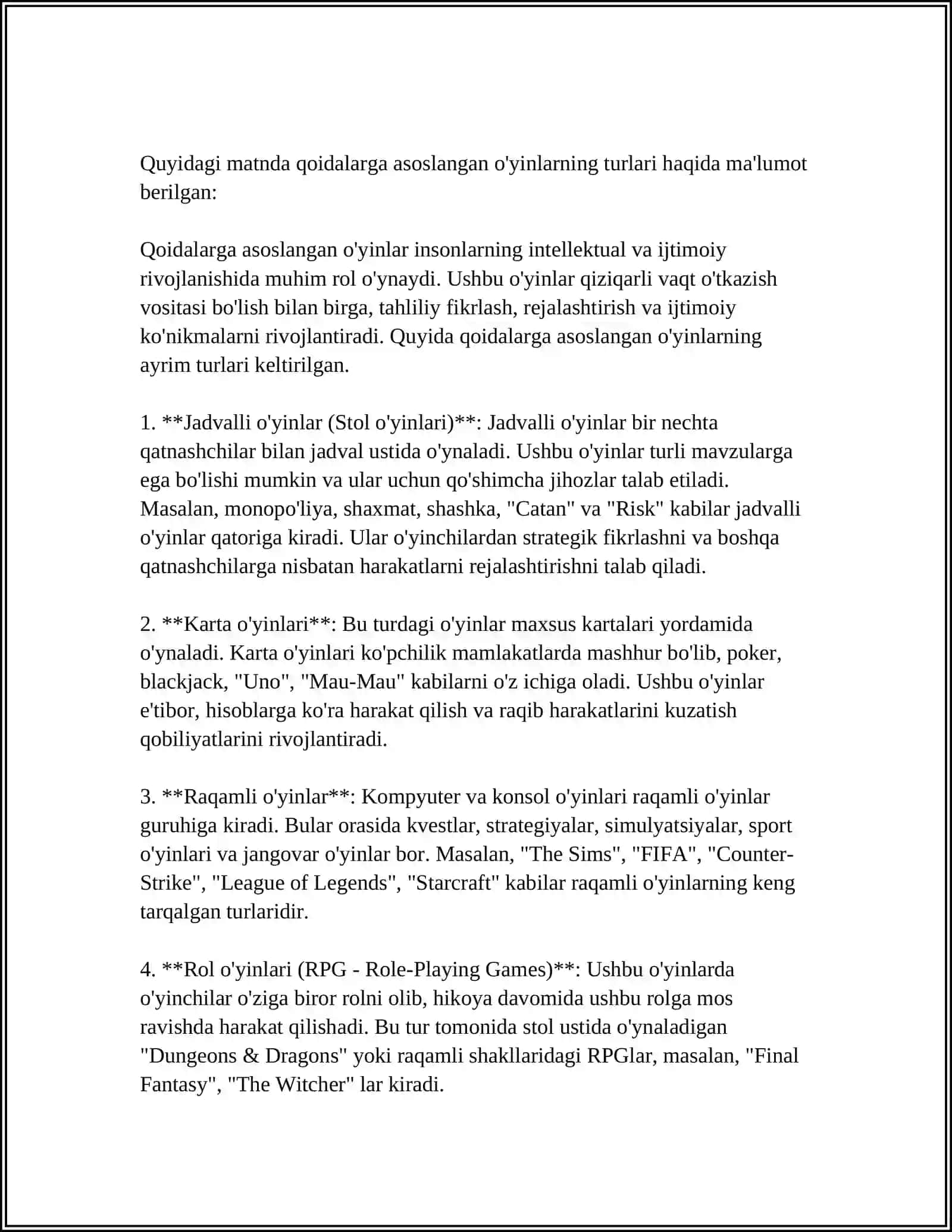 IJODIY VA QOIDALIY OYINLARNING TURLARI 4