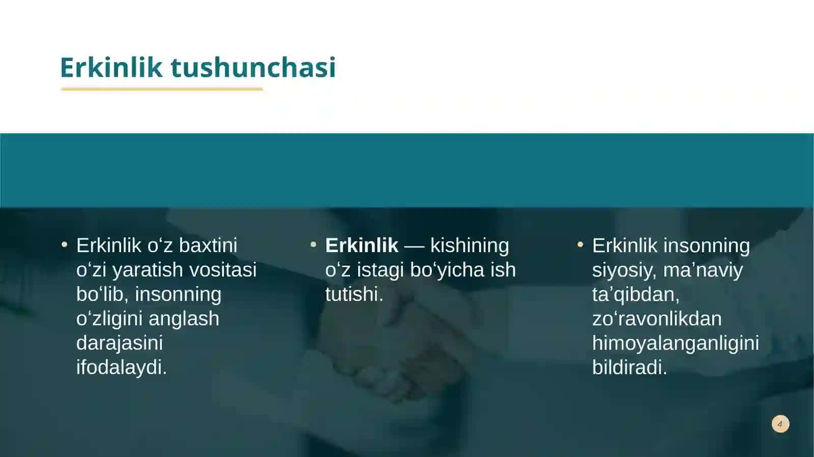 Erkinlik  va  javobgarlik  jihatlari  shaxs  tanlanmasining  o’lchami  sifatida 4