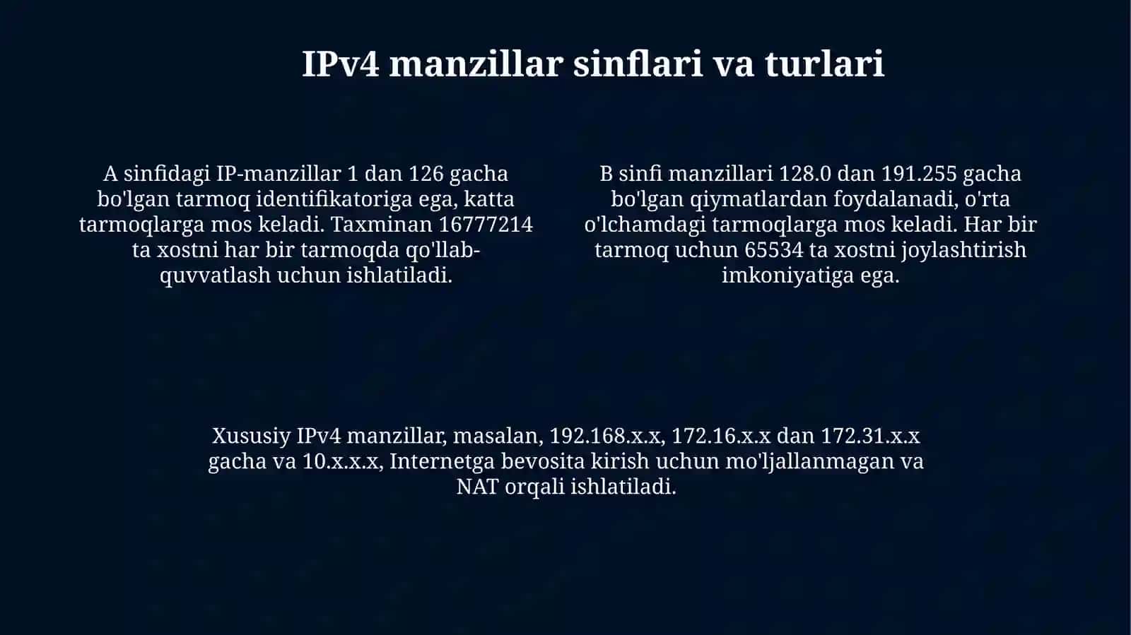 Ipv4 manzillash 4