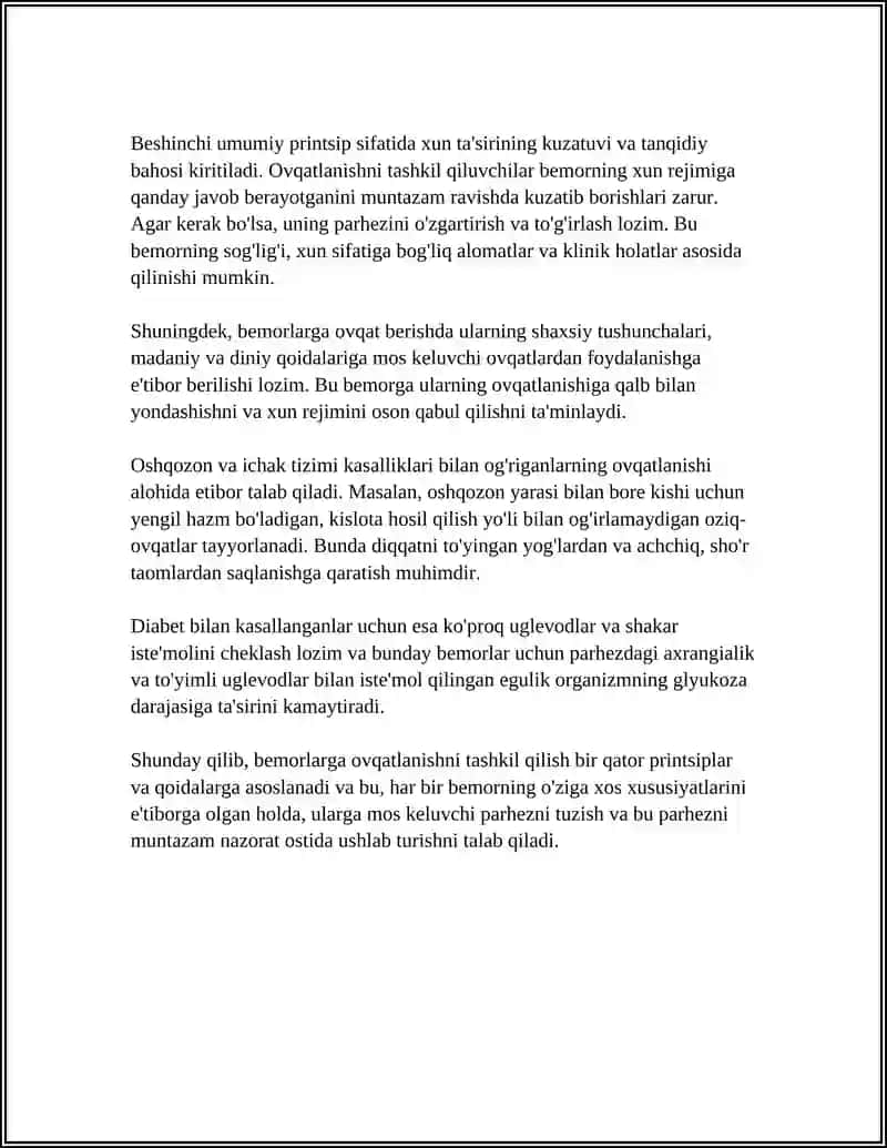 Bemorlarning ovqatlanishini tashkil qilish va ularning gigienik nazorati 4