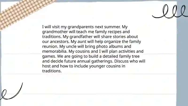 Describing family tree and future intentions 4