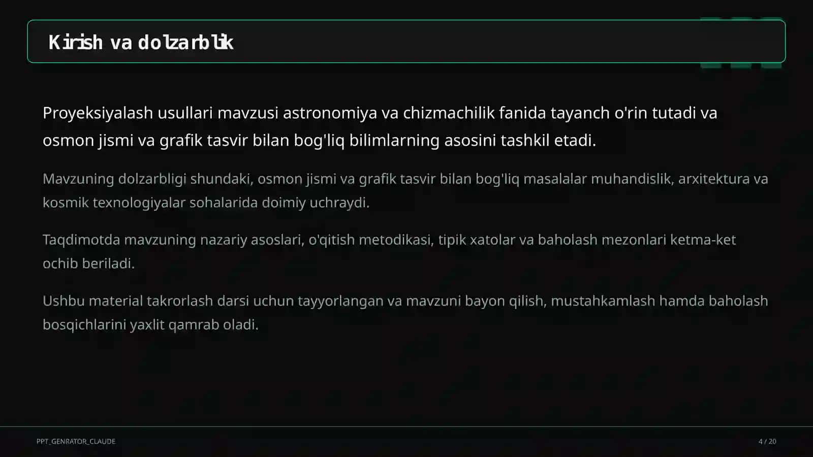 Proyeksiyalash usullari (8-sinf) 4