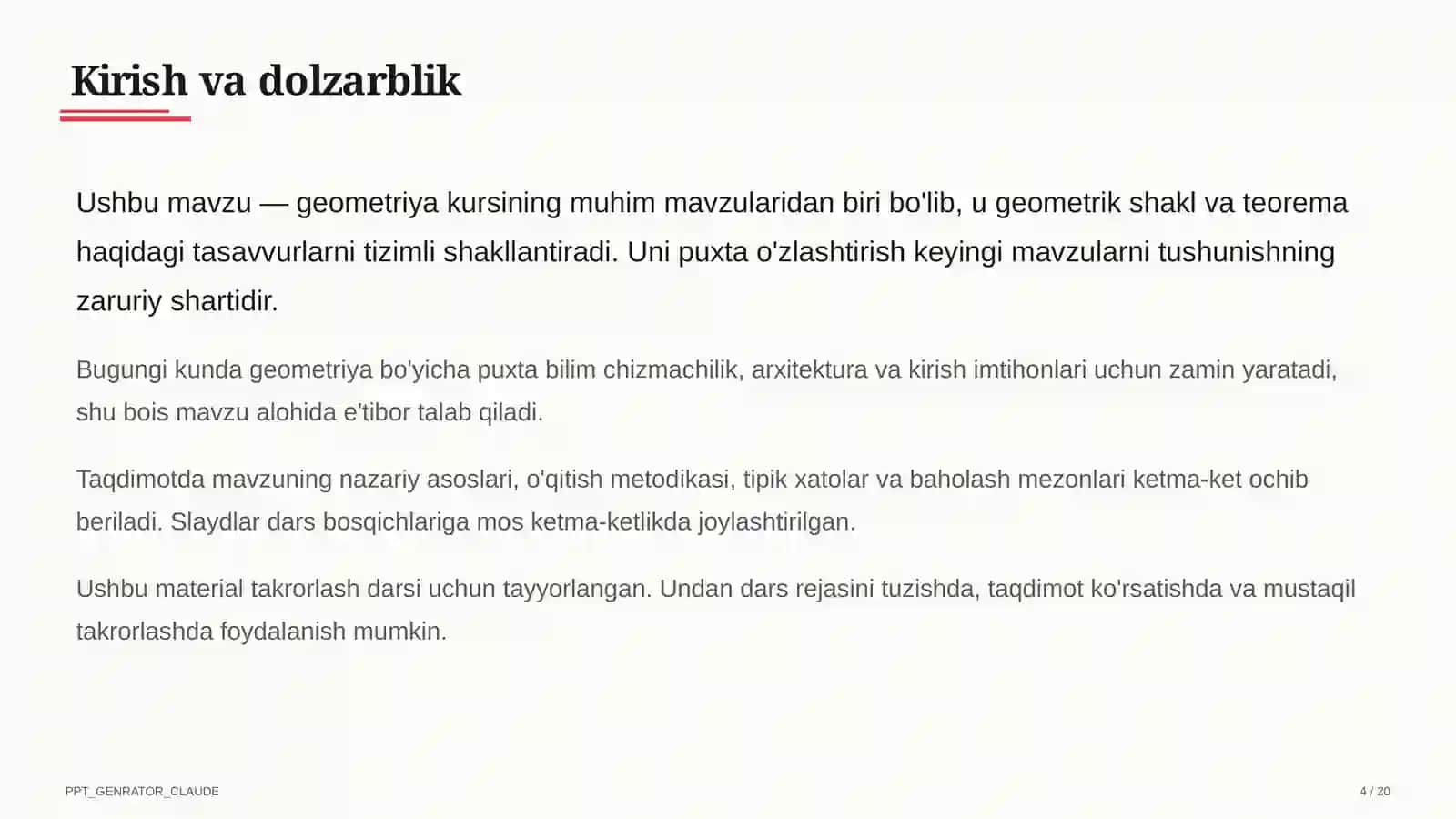 Koordinatalar metodi: to'g'ri chiziq va aylana tenglamalari (9-sinf) 4