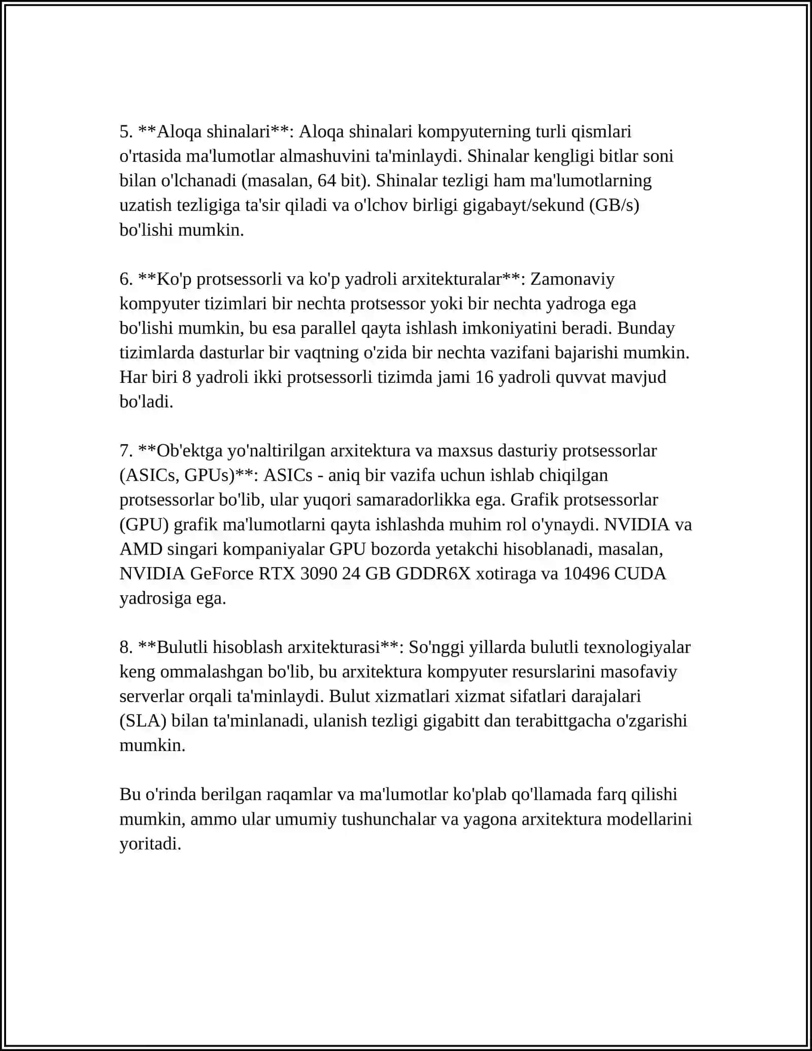 KOMPYUTER TIZIMLARI ARXITEKTURASI 4